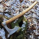 Handmade Carbon Steel Bearded Viking Axes, Outdoor Camping Tomahawk Hunting Bushcrafting Axe, Norse with Leather Sheath Axe Gifts for Her (VK-Axe-06)