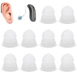 Agatige 10PCS Hearing Aid Domes, 8mm Soft Silicone Ear Tips Double Layer Closed Type Washable Earbud Anti Static Earplug Hearing Aid Parts for Seniors(White)