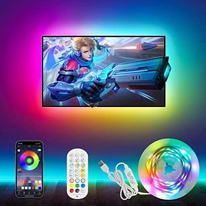 Rétroéclairage LED RGBIC Bande LED 4 m pour TV et PC de 40 à 75 pouces, fonctionnement USB, synchronisation de la musique, éclairage TV LED DIY avec contrôle d'application et télécommande RF 2,4 G