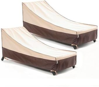 F&J Outdoors Heavy Duty Waterproof UV Resistant Patio Chaise Lounge Chair Cover, 2Pack, 84"Lx32"Wx34"H, Beige+Coffee