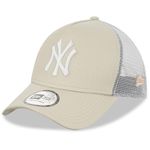 New Era New York Yankees MLB League Essential Beige White A-Frame Adjustable Trucker Cap