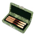 Oboe Reed Case, Wooden & Silk Cloth Cover Oboe Reed Storage Holder Box Protector Bag for 3pcs Oboe Reeds