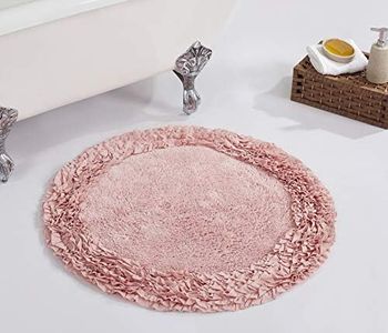 Better Trends Shaggy Border Collection is Ultra Soft, Plush and Absorbent Tufted Bath Mat Rug 100% Cotton in Vibrant Colors, 30" Round, Pink