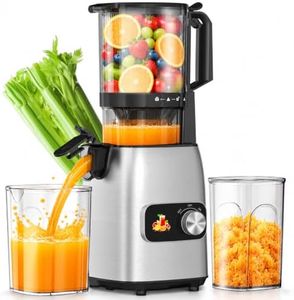 Cold Press Juicer, Slow Single Auger Juicer Machines for Fruits and Vegetables, Wide Feed Chute, Reverse Function, Easy to Clean, Quiet Home Juicer