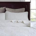 Brandream White Quilts Cotton Matelasse Bedspread Set Twin Size Tropical Palm Leaf Bedding Set 2-Piece