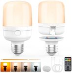 Eocean Rechargeable Light Bulb with Remote Control, Battery Powered Light Bulb with 5 Lighting Modes, E27 Magnetic Detachable Wireless Light Bulb for Non-Hardwired Fixture, Dimmer, Timer, 2 Pack