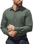 COOFANDY Dress Shirts for Men Wrinkle Free Button Up Shirts Formal Regular Fit Shirts Olive Green