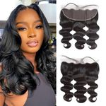 13x4 Ear to Ear Frontal HD Lace Closure Body Wave HD Lace Frontal Human Hair 150% Density Transparent Lace Frontal With Baby Hair Natural Black Color (14 Inch,Body Wave Frontal)