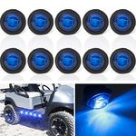 Biqing 10pcs Round Trailer Side Marker Lights Blue,3/4" LED Front Rear Side Marker Indicators Light 12V/24V Bullet Clearance Marker Light Caravan SUV Trailer Wagon Recovery Truck Marker Light