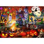 Halloween Jigsaw Puzzles for Adults 500 PCS Halloween Puzzles for Decoration, Artwork Family Game Puzzle Gift, Features in Pumpkin, Skeleton, Ghost, Grave, Witch, 26.8 x 19.3 Inch