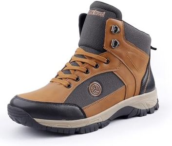 Bacca Bucci® Hike 5-Eye Moto Inspired Light Weighted Mountaineering Backpacking Trekking/Hiking Boots for Men for Beginners- Brown, Size UK7