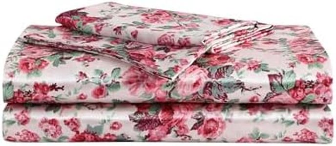 Betsey Johnson - Twin Sheets, Luxurious Satin Bedding Set, Smooth & Silky Home Decor (Vintage Floral Pink, Twin)