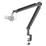 FIFINE Mic Boom Arm, Microphone Stand with Cable Management Channel, Fully Adjustable, Heavy Duty Metal Mic Stand with Desk Mount Clamp for Podcast Recording Home Office-BM66