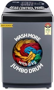 Voltas Beko, A Tata Product 8 kg 5 Star Fully-Automatic Top Loading Washing Machine (WTL8006UEA / OBS1060, Grey, Double Waterfall Technology)