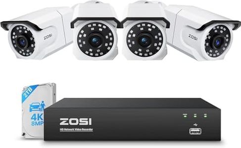 ZOSI 4K Ultra HD Security Camera System,4pcs 8MP IP66 Weatherproof Outdoor Surveillance Bullet Cameras,Color Night Vision,Human Detection,8 Ports 16CH 4K Video NVR with 2TB HDD for 24/7 Recording