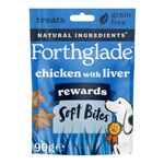 Forthglade Natural Dog Treats - Grain Free Soft Bites for Training (8 x 90g) Resealable Bags - Chicken with Liver