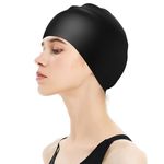 Silicone Swimming Cap for Women Men Durable and Odour Free Swim Hat 3D Ergonomic Design Anti-Slip Waterproof Elastic Swim Cap for Long Hair Adults Kids Bathing Swimming