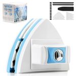 QCBF Double-Sided Magnetic Window Cleaner, Adjustable Magnetic Double Window Wiper, Equipment Cleaning Brush Tool, Suitable for 3-30mm Thickness of High-Rise and Automotive Glass Windows (1, Blue)
