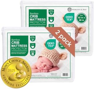 Margaux & May Crib Mattress Protector Pad 2 Pack - Ultra-Soft Waterproof Breathable Premium Bamboo Rayon - Noiseless Fitted Dryer Safe Cover for Crib. High Absorbency Oeko-TEX Certified
