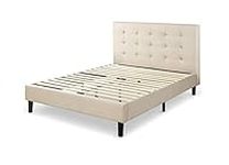 Zinus Upholstered Button Tufted Platform Bed with Wooden Slats, Queen