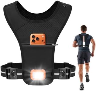 MOKURA Running Vest with Light for Women Men, Phone Holder Reflective Vest