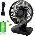 7.3 Inch 4 Speeds Table Fan, Quiet Portable Desk Fan, Strong Airflow, Manual Tilt Adjustment, 4-Level Battery Indicator, 3600mAh Type C Rechargeable for Portable Table Fan Indoor Office Outdoor - Blue