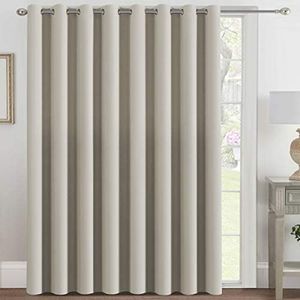 Extra Wide Blackout Curtain for Living Room Thermal Insulated Light Blocking Room Darkening Grommet Curtain Drapes for Patio Door/Bedroom/Home Theater, 100" Wide by 96" Long, 1 Panel, Cream