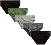 Reebok Men?s Underwear ? Low Rise Briefs with Contour Pouch (5 Pack), Size Large, Green/Black/Grey