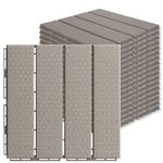 Easy Snap Im Home Living Zigzag Interlocking Patio Deck Tiles Square (Pack of 18, 12"x12") Plastic Warm Gray Waterproof Outdoor Flooring All Weather Floor Decking for Balcony Backyard (18, Warm Gray)