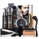 Beard Grooming Kit for Men, 13 in 1 Beard Care Kit Men Gifts with Beard Roller, Razor & Styling Shaper, Beard Kit with Beard Oil, Shampoo, Conditioner, Brush, Balm, Comb, Scissors, Gifts for Him
