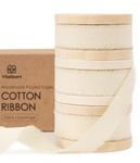 Vitalizart 3 Rolls Handmade Fringe Natural Cotton Ribbon 5/8" x 21Yd Cream White Eco-Friendly Ribbons for Wedding Invites Bridal Bouquets Gift Wrapping Holiday Decor