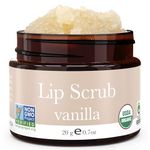 Organic Lip Scrub Vanilla - USA Made Exfoliating Lip Scrub with 100% Natural & Organic Ingredients, Moisturizing Lip Exfoliator Scrub for Dry Lips, Lip Scrubber Exfoliator