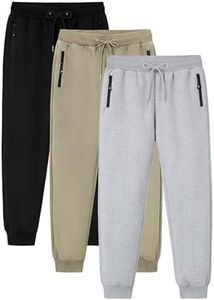 Gihuo 3 Pack Mens Athletic Pants Workout Sweatpants for Men Gym Running Sweat Pants Joggers with Pockets (BlackLightGreyKhaki, Medium)