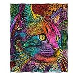 Dawhud Direct Colorful Cat Fleece Blanket for Bed, 50" x 60" Dean Russo 9 Cat Fleece Throw Blanket for Women, Men and Kids - Super Soft Plush Cat Blanket Throw Plush Blanket for Cat Lovers