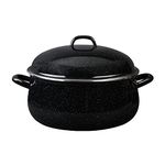 Granite Ware 9.5 Qt Heavy Gauge Dutch Oven with Lid. (Speckled Black) Enamelware. Stainless Steel. Suitable for Cooktops, Oven to Table. Dishwasher Safe.