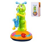 XJKLBYQ Children's Electric Caterpillar Saxophone Toys, Dancing Saxophone Caterpillar, Baby Sensory Musical Toys with Music and LED Lights Without Battery