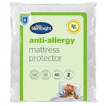 Silentnight Anti-Allergy Mattress Protector – Mattress Cover Bed Pad Topper with Elasticated Straps Protecting Against Bacteria and Dust Mites – Comfortable and Machine Washable - Single, White