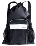 Athletico Mesh Swim Bag - Mesh Pool Bag with Wet & Dry Compartments for Swimming, The Beach, Camping and More (Black)