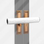 Patio Door Security Lock, No-Drill Patlock for French & Conservatory Doors, Fits Double Horizontal Handles, Visible Burglar Deterrent (White)