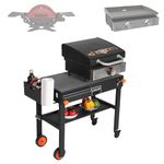 JiRiCHMi Portable Grill Table - Griddle Stand with Caddy Fit Blackstone Griddle 17"/22",for Ninja Grill Stand and Weber,Camping Folding Grill Table,Folds Flat Quickly