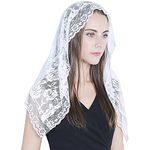 CICILIAYA Mantilla Veil Mass Veil Chapel Veil Lace Veil Black Veil White Veil Shoulder Length Vails Women's Church Veils Soft Veil For Church Latin Mass Girls First Communion Gifts(White)
