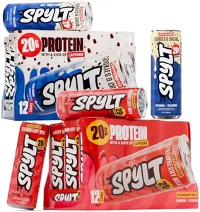 Spylt High Protein Cookies & Cream/Strawberry Milk with 60mg Caffeine & 20g Protein - 90 Calories, Ready to Drink, Sugar Free, Lactose Free Milk, Perfect for Workout Recovery & Afternoon Pick Me Up -
