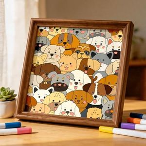 DIY Colorable Wooden Dog Puzzle Frame, Arts and Crafts Kits Toys for Kids