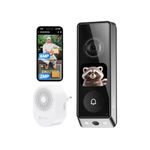 EZVIZ Video Doorbell Dual Camera 6MP & 2MP with Chime, WLAN Bell Wireless, 2 x 9600 mAh Battery, Integrated Screen, Person/Parcel Detection, 32 GB Internal Memory, Colour Night Vision, EP8 Ultra