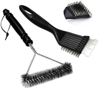 Fyfjur BBQ Cleaning Wire Brush, Bbq Cleaner, grill brush, BBQ Oven Cleaner, 2 in 1 Pointed Tail Wire BBQ Brush + Stainless Steel Curl Grill Brush Barbecue Cleaning Kit(Black)