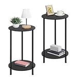 Small Round Side Table for Living Room, 2 Tiers Farmhouse End Tables Set Of 2 Accent Tables For Small Spaces, Night Stands for Bedrooms, Coffee Tables With Storage Shelf, Easy Assembly