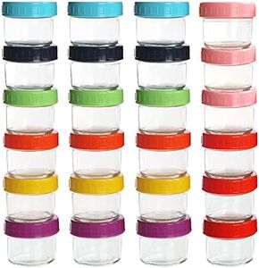 BELLE VOUS Contenitori Ermetici per Alimenti Piccoli Vetro e Coperchi Plastica (Confezione da 24) - Piccoli Trasparenti Rotondi da 100 ml - Senza BPA e Piombo - Lavastoviglie, Freezer e Microonde