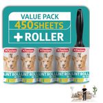 XFasten Pet Lint Roller; 1 Roller + 5 Refill Rolls (90 Sheets Each); Cat, Dog and Pet Hair, Fur and Lint Remover Roller Extra Sticky for Furniture, Car, Carpet and Clothes w/Roller Refill