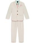 Nautica Boys' 4-Piece Suit Set with Dress Shirt, Tie, Jacket, and Pants, Silvered Birch Linen, 4