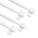 Magnetic Curtain Rods Multi-Use Adjustable Appliance Metal Doors Magnetic Rods, 9-16 Inch, 1/2 Inch Diameter, 4 Pack,White